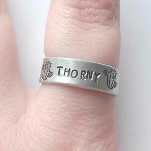 Thorny Cactus Ring, Adjustable Aluminum Non Tarnishing Ring, Western Jewelry