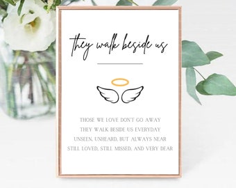 Sie gehen neben uns Zeichen Hochzeit Gedenk Zeichen Erinnerung Hochzeit Zeichen Tisch Zeichen Printable Instant Download