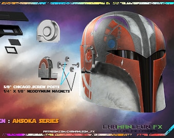Custom Sabine Helmet, Sabine Wren Helmet, 1:1 Life Size Scale Helmet, Desk Top Helmet, Option B Inset Details, Ahsoka Season 1, Rebels