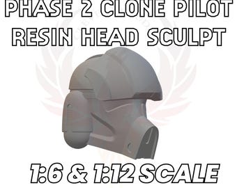 Escultura de cabeza de piloto clon de fase 2 para figuras en miniatura a escala 1:6 y 1:12; cabeza impresa en 3D y hecha de resina;