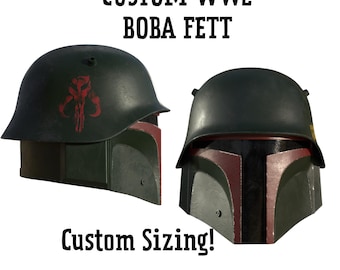 Casco de Boba Fett de la Segunda Guerra Mundial / Accesorio de cosplay mandaloriano personalizado / Casco de Star Wars impreso en 3D para disfraz y exhibición