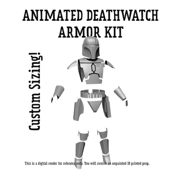 3D Printed Death Watch Armor Kit, Custom Sized – Animated Style Mandalorian Armor Set, Star Wars Cosplay Prop