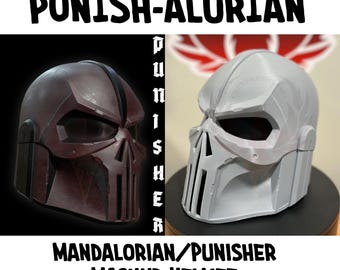 Casco cruzado de Punisher, personalizado, impreso en 3D, armadura mandaloriana de tamaño personalizado.
