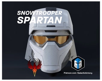 Custom Snowtrooper Spartan Helmet, 1:1 Life Size Scale Helmet, Desk Top Helmet, Galactic Armory Mandalorian