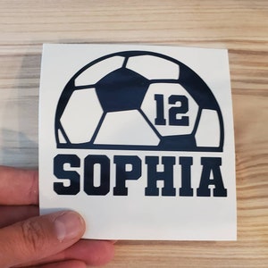 Personalized Soccer Name Decal: Varsity Font Water Bottle Sticker