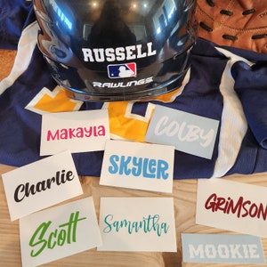 Name Decal Stickers for Helmet | Baseball Softball Lacrosse Hockey Football