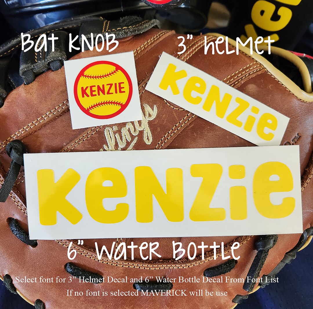 Baseball Name Sticker Decal Set for Baseball Softball Tball Tee Ball