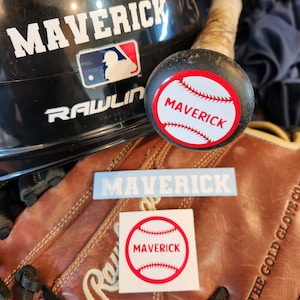 Bat Knob Sticker Decal and Helmet Name Decal Sticker Set for Baseball Softball T-Ball Name Decals
