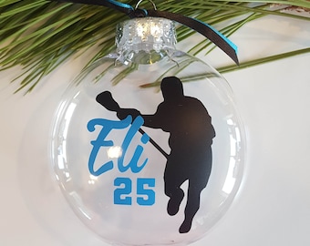 Enfeite de Lacrosse Personalizado | Cores do Time, Nome e Número do Jogador