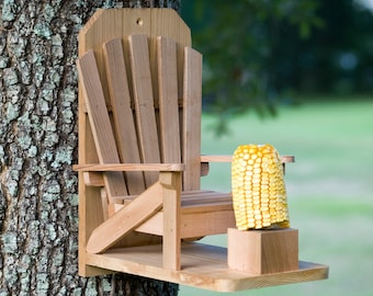 Squirrel Feeder, Cypress/Cedar Adirondack Chair, Father&#39;s Day Gift, Homemade, Grandparents Gift, Housewarming Gift, Teacher Gift, Unique