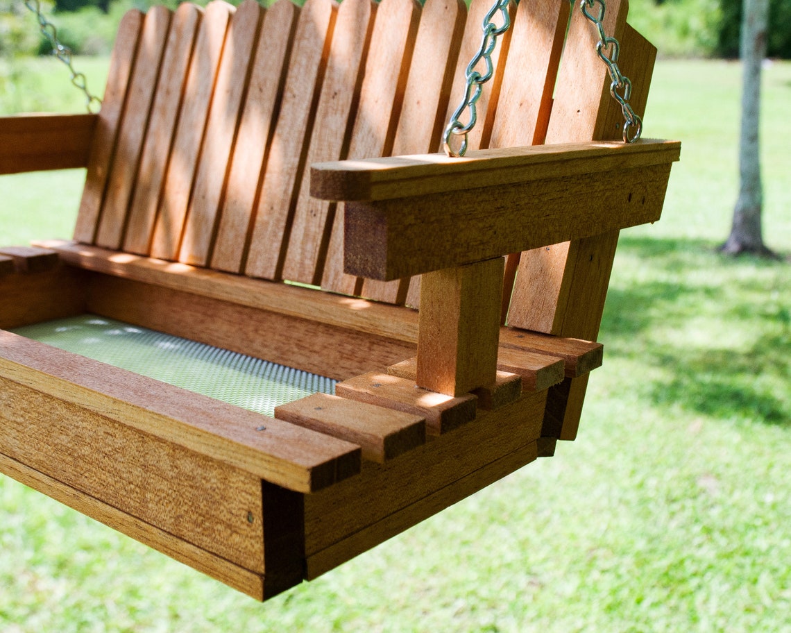 Friendship Gift Mahogany Porch Swing Bird Feeder Mahogany Etsy