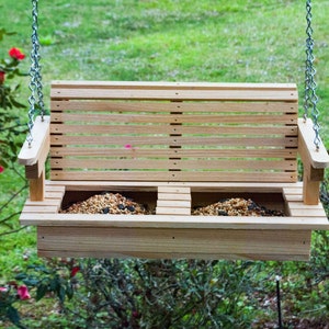 Mangeoire à oiseaux, balançoire de porche en cyprès, bois de cyprès de Louisiane, matériel de suspension inclus, cadeau fête des mères, cadeau enseignant, cadeau grands-parents