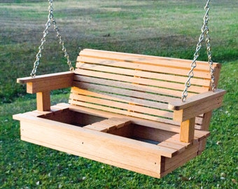 Mahogany Porch Swing, Bird Feeder, Hanging Hardware included, Housewarming Gift, Teacher Gift, Grandparents Gift, Father&#39;s Day Gift, Unique
