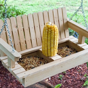 Cypress Porch Swing Squirrel Feeder: Reclaimed Wood, Hanging Hardware