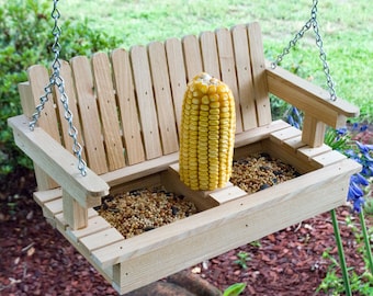 Cypress Porch Swing Squirrel/Bird Feeder, Hanging Hardware included, Housewarming Gift, Father&#39;s Day  Gift, Teacher Gift, Grandparents Gift