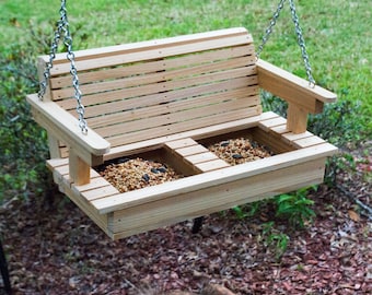 Bird Feeder, Cypress Porch Swing, Louisiana Cypress Wood, Hanging Hardware included, Father&#39;s Day Gift, Housewarming Gift, Teacher Gift