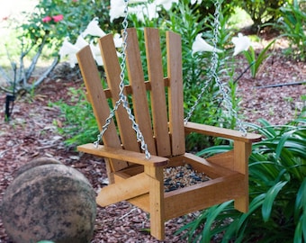 Mahogany Adirondack Chair Bird Feeder, Recycled Wood
