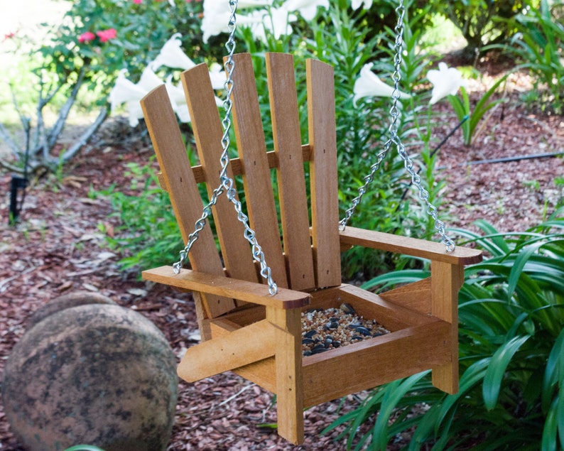 Bird Feeder Mahogany Wood Adirondack Chair Weather Treated Etsy