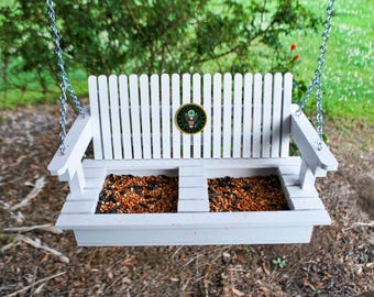 U.S. Army Bird Feeder Porch Swing: Handmade Veteran Gift