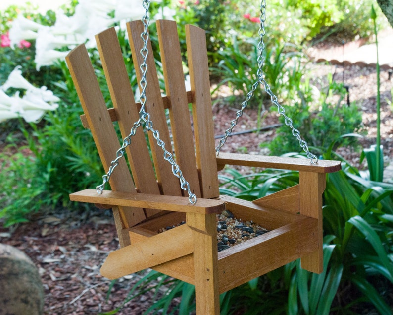 Bird Feeder Mahogany Wood Adirondack Chair Weather Treated Etsy