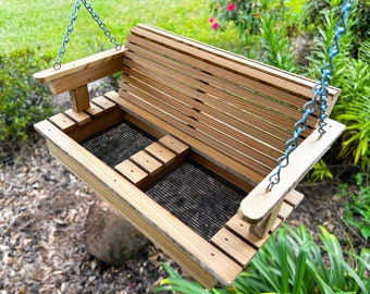 Antique Cypress Porch Swing Bird Feeder: Reclaimed Wood Garden Decor