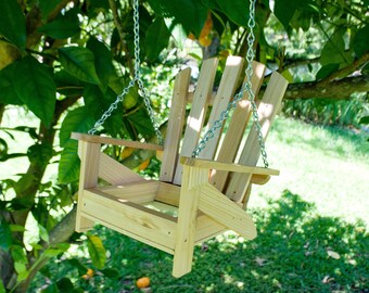 Cypress Adirondack Chair Bird Feeder: Hanging Swing, Yard Decor