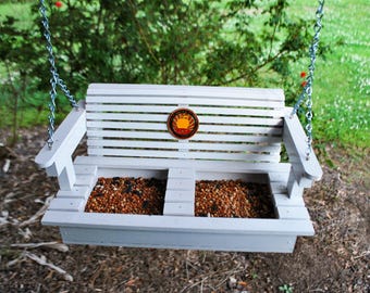 Handmade Porch Swing Bird Feeder, Reclaimed Wood, Teacher Gift