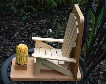 Cedar Adirondack Chair Squirrel Feeder: Outdoor Patio Gift
