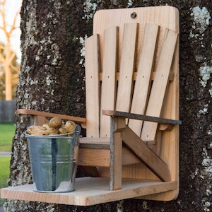 Squirrel Feeder, Cedar/Cypress Adirondack Chair, Wood Squirrel Feeder, Teacher Gift, Grandparent Gift, Housewarming Gift, Thank You