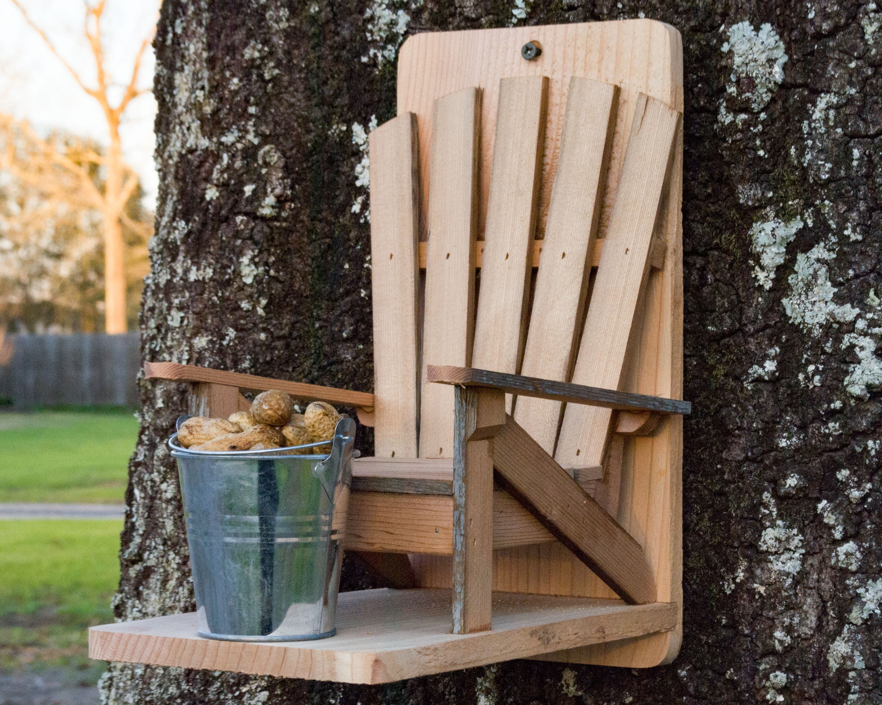 Squirrel Feeder, Cedar/Cypress Adirondack Chair, Wood Squirrel Feeder, Teacher Gift, Grandparent Gift, Housewarming Gift, Father's Day Gift
