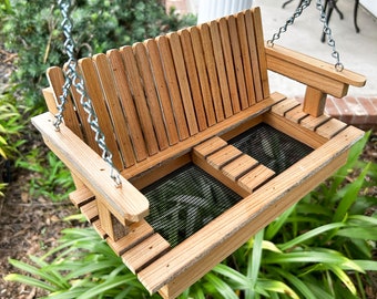 Antique Cypress Wood Porch Swing Bird Feeder: Limited Edition