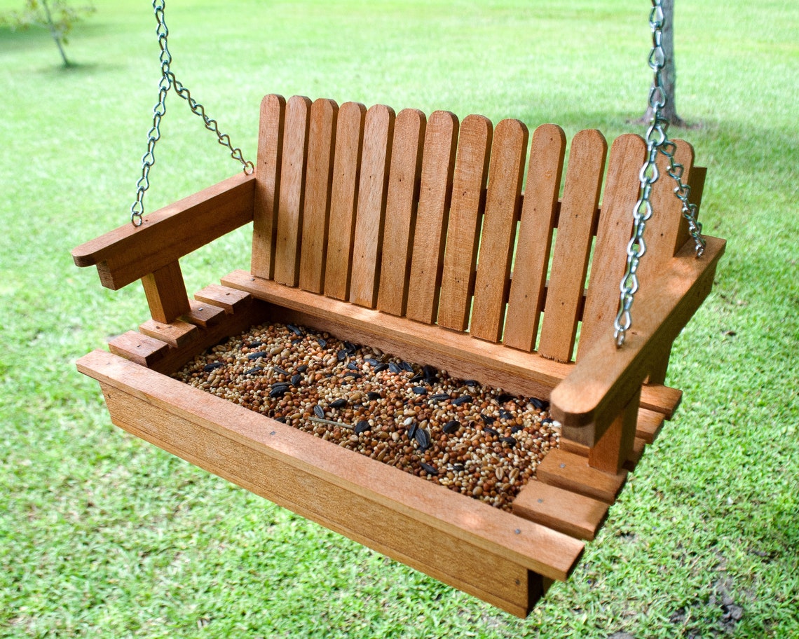 Mahogany Porch Swing Bird Feeder Gift for Neighbor Bird Etsy