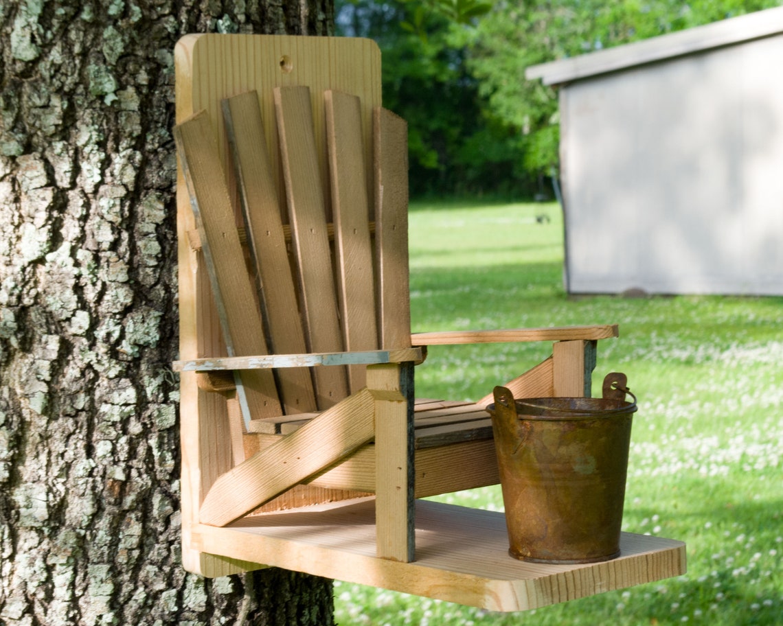 Housewarming Gift Cedar Adirondack Chair Squirrel Feeder Etsy