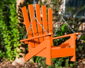 Orange Cypress Adirondack Chair Bird Feeder: Hanging Garden Decor