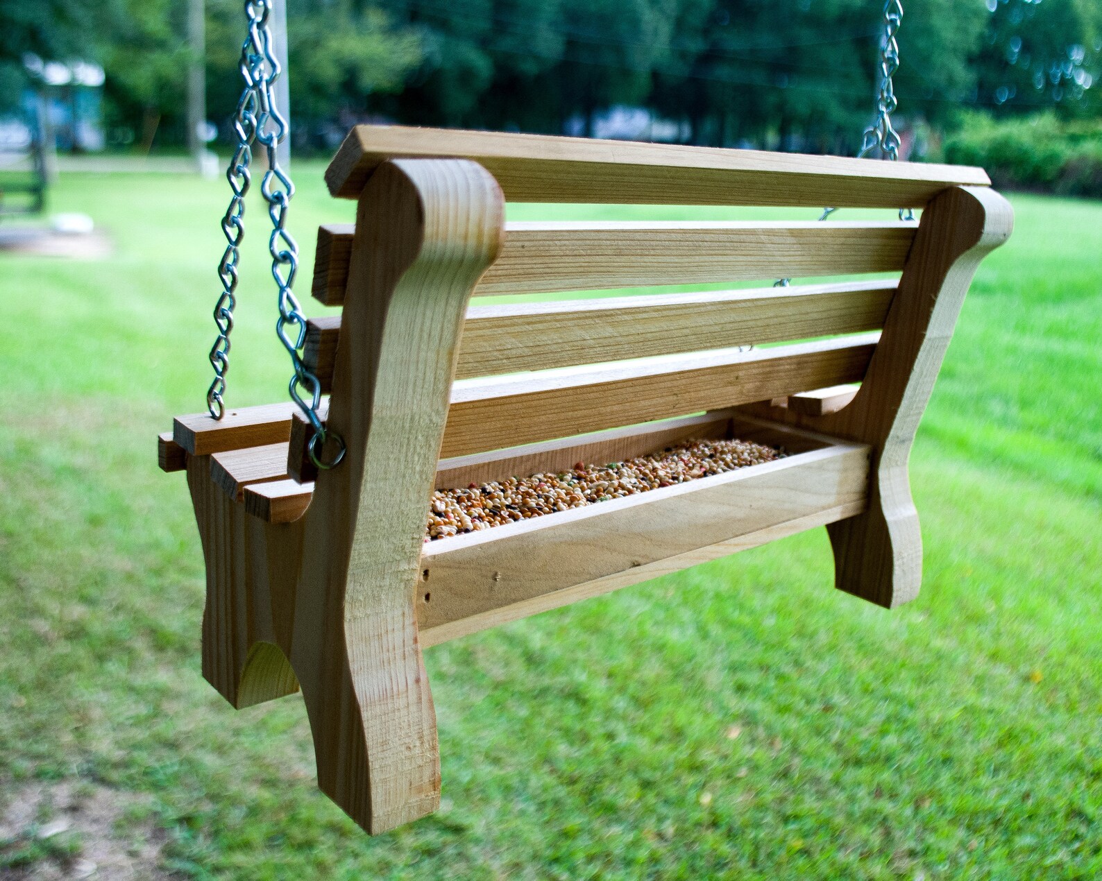 Park Bench Bird Feeder Cypress Wood Cypress Bench Bird Etsy