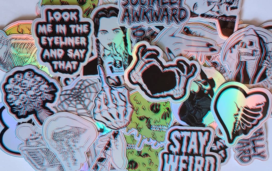 16 Goth Holographic Sticker Pack for Laptop, Phone, Waterbottle Goth ...