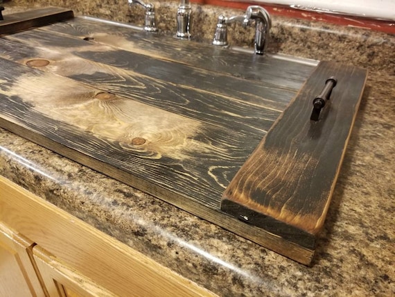 Primitive Stove Cover Noodle Board Hand Crafted Black w// Single Loop sided Star