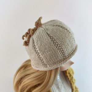 Beige Pumpkin Knit Hat for Doll, BJD Hat, Doll Hat, Hand Knit Hat for BJD Doll 1/3 Scale Size, Doll Accessory