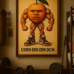 Udin Din Din Dun Poster – Vintage Brainrot Wall Art | Surreal Retro Character Print | Funny Digital Download Home Decor