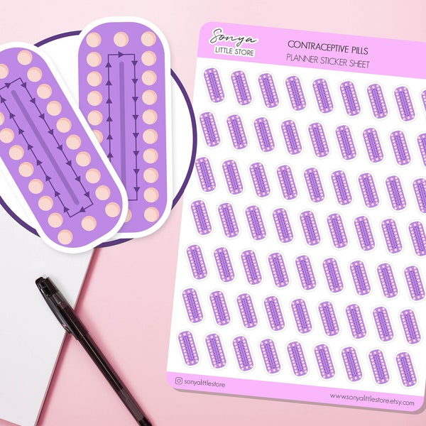 Contraceptive Pills Planner Stickers Birth Control Pills Journal Diary Sticker Sheet