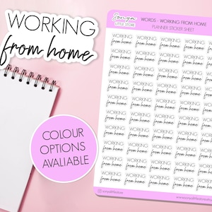 Working from Home Words Planner Stickers | Script Planner Stickers| Functional Planner Stickers Home Office Journal Diary Sticker Sheet