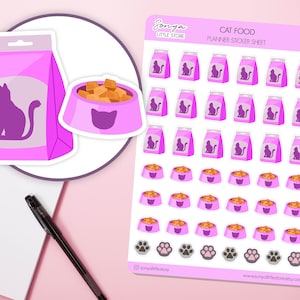 Stickers kattenvoer | Huisdierverzorging Koop herinnering kattenvoer Bullet Journal dagboek stickervel