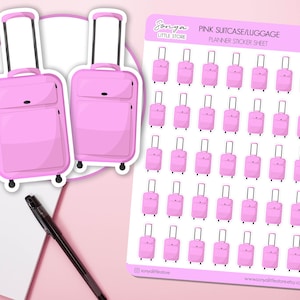 Stickers de l'agenda pour valises et bagages | Feuille d'autocollants rose pour agenda