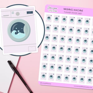 Washing Machine Planner Stickers | Laundry day Stickers | House Chores Laundry Washing Clothes Journal Diary Sticker Sheet