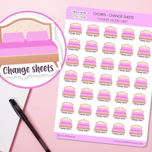 Zmień pościel prześcieradła naklejki planera obowiązki pościel lista rzeczy do zrobienia pamiętnik arkusz naklejek bullet journal