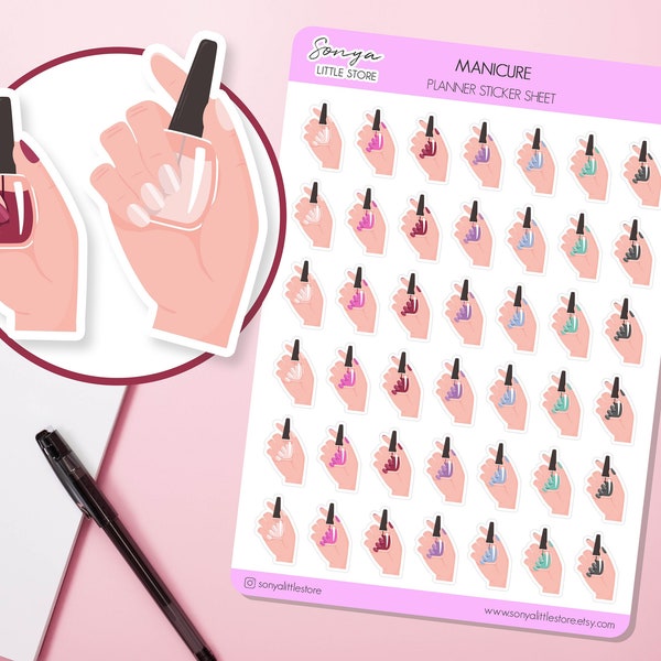Manicure Nail Polish Planner Stickers Nail Appointment Diary Journal Sticker Sheet