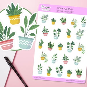 House Plants Planner Stickers Water Plants Pots House Bullet Journal Diary Sticker Sheet