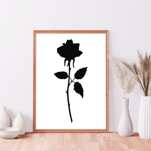 Póster minimalista artístico impreso para pared con silueta de rosa negra, decoración del hogar para sala de estar