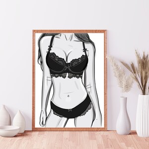 Seksowna ilustracja kobiecego ciała wydruk ścienny sztuka wystrój domu ciało postać moda A4 A3