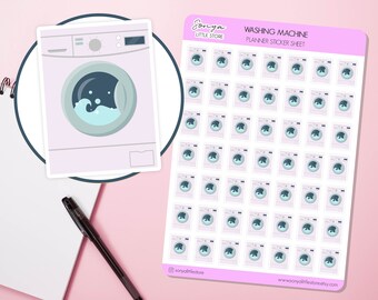 Washing Machine Planner Stickers Laundry day House Chores Wash Clothes Journal Diary Sticker Sheet